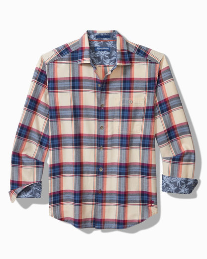 Big & Tall Canyon Beach Window Pane Stretch Flannel Shirt Bleached Sand | Tommy Bahama Recommended - Big & Tall Canyon Beach Window Pane Stretch Flannel Shirt