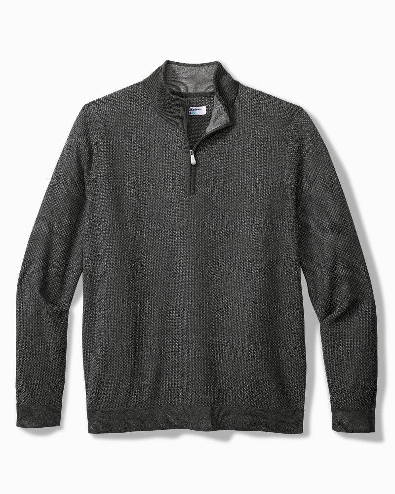 Big & Tall Coolside Legend Half-Zip IslandZone® Sweater Grey Mist | Tommy Bahama Best Price - Big & Tall Coolside Legend Half-Zip IslandZone® Sweater