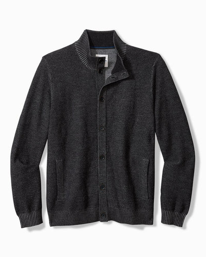Big & Tall Crescent Shore IslandZone® Cardigan Charcoal | Tommy Bahama Smart Buy - Big & Tall Crescent Shore IslandZone® Cardigan