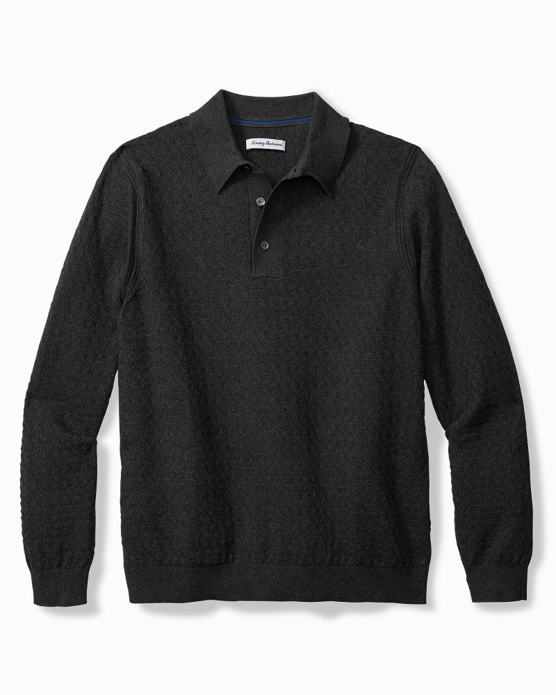 Big & Tall Capital Cable Sweater Polo Black | Tommy Bahama Discount - Big & Tall Capital Cable Sweater Polo