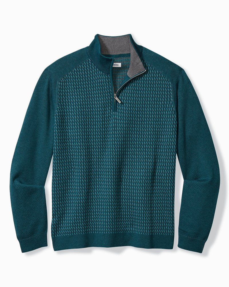 Big & Tall Coastal Shores Half-Zip Sweater Seaway | Tommy Bahama Best Seller - Big & Tall Coastal Shores Half-Zip Sweater