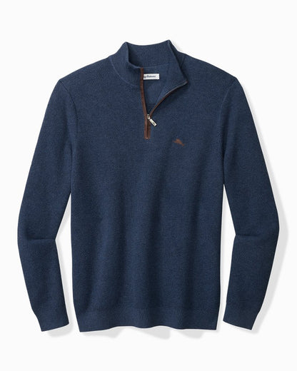 Big & Tall Marlin Luxe Half-Zip Sweater Dockside Blue Heather | Tommy Bahama Special Offer - Big & Tall Marlin Luxe Half-Zip Sweater