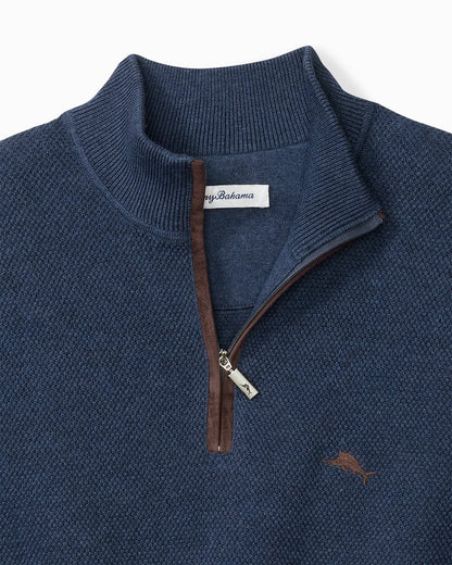 Big & Tall Marlin Luxe Half-Zip Sweater Dockside Blue Heather | Tommy Bahama Special Offer - Big & Tall Marlin Luxe Half-Zip Sweater