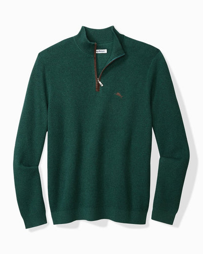 Big & Tall Marlin Luxe Half-Zip Sweater Seaway Heather | Tommy Bahama Classic - Big & Tall Marlin Luxe Half-Zip Sweater