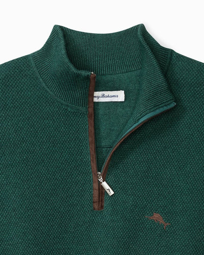 Big & Tall Marlin Luxe Half-Zip Sweater Seaway Heather | Tommy Bahama Classic - Big & Tall Marlin Luxe Half-Zip Sweater