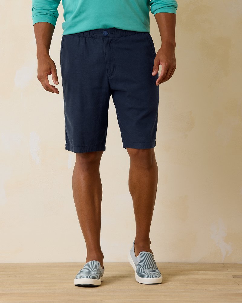 Big & Tall Linen in Paradise E-Waist Shorts Ocean Deep | Tommy Bahama New - Big & Tall Linen in Paradise E-Waist Shorts