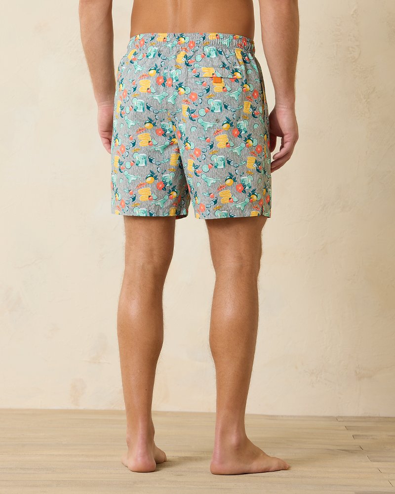 Big & Tall Naples Tales of a Cocktail Swim Trunks Concrete Grey | Tommy Bahama Great Value - Big & Tall Naples Tales of a Cocktail Swim Trunks