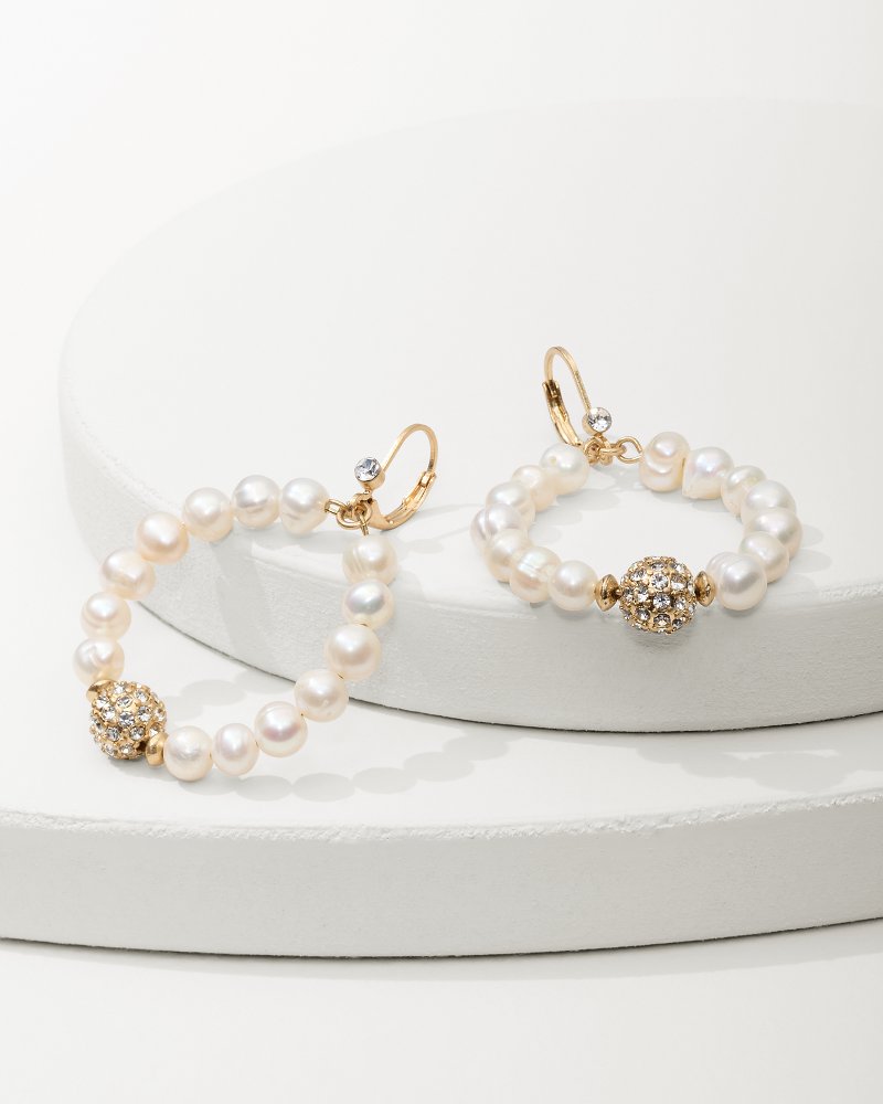 Madeira Pearl Statement Drop Hoop Earrings Gold | Tommy Bahama Exclusive - Madeira Pearl Statement Drop Hoop Earrings