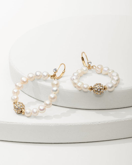 Madeira Pearl Statement Drop Hoop Earrings Gold | Tommy Bahama Exclusive - Madeira Pearl Statement Drop Hoop Earrings