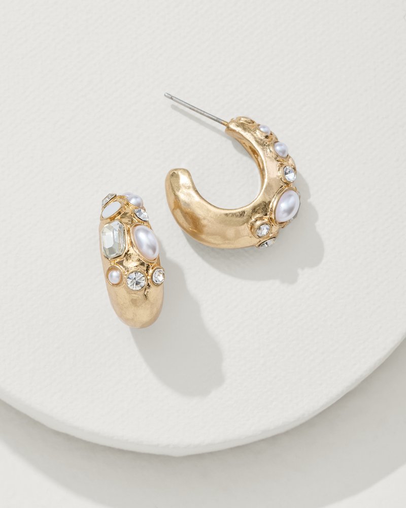 Tidal Treasure Mother of Pearl and Stone Chunky Hoops Gold | Tommy Bahama Discount - Tidal Treasure Mother of Pearl and Stone Chunky Hoops