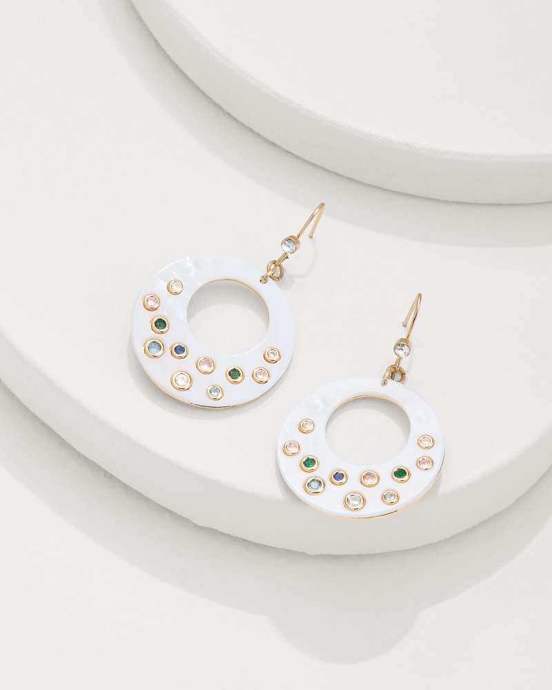 Tidal Treasure Mother of Pearl Disc Statement Earrings Gold | Tommy Bahama Exclusive - Tidal Treasure Mother of Pearl Disc Statement Earrings