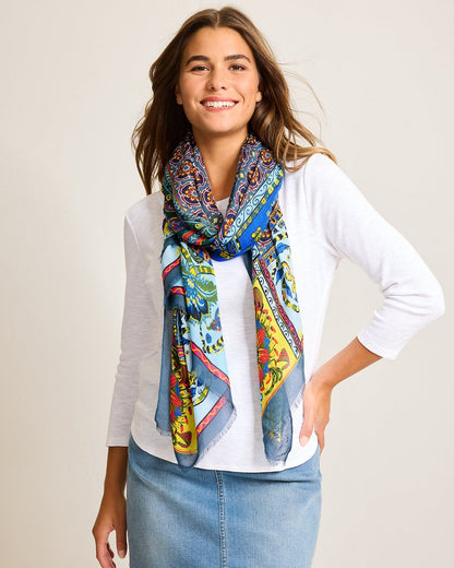 Tile Patch Wrap Scarf Blue Spruce | Tommy Bahama Discount - Tile Patch Wrap Scarf