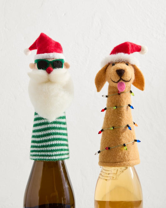 Santa & Retriever Bottle Topper Set Multicolor | Tommy Bahama Deals - Santa & Retriever Bottle Topper Set