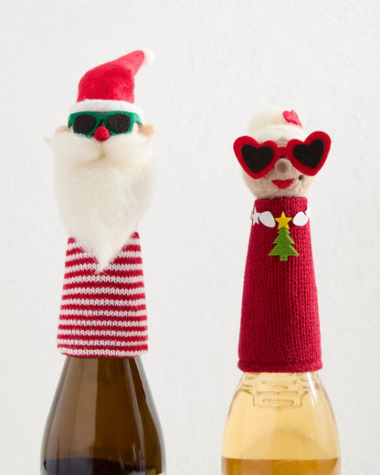 Santa & Mrs. Claus Bottle Topper Set Multicolor | Tommy Bahama Everyday - Santa & Mrs. Claus Bottle Topper Set