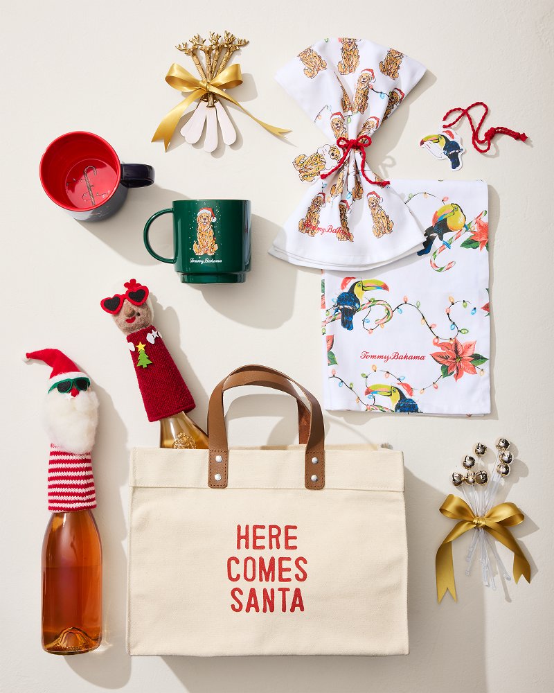 Santa & Mrs. Claus Bottle Topper Set Multicolor | Tommy Bahama Everyday - Santa & Mrs. Claus Bottle Topper Set