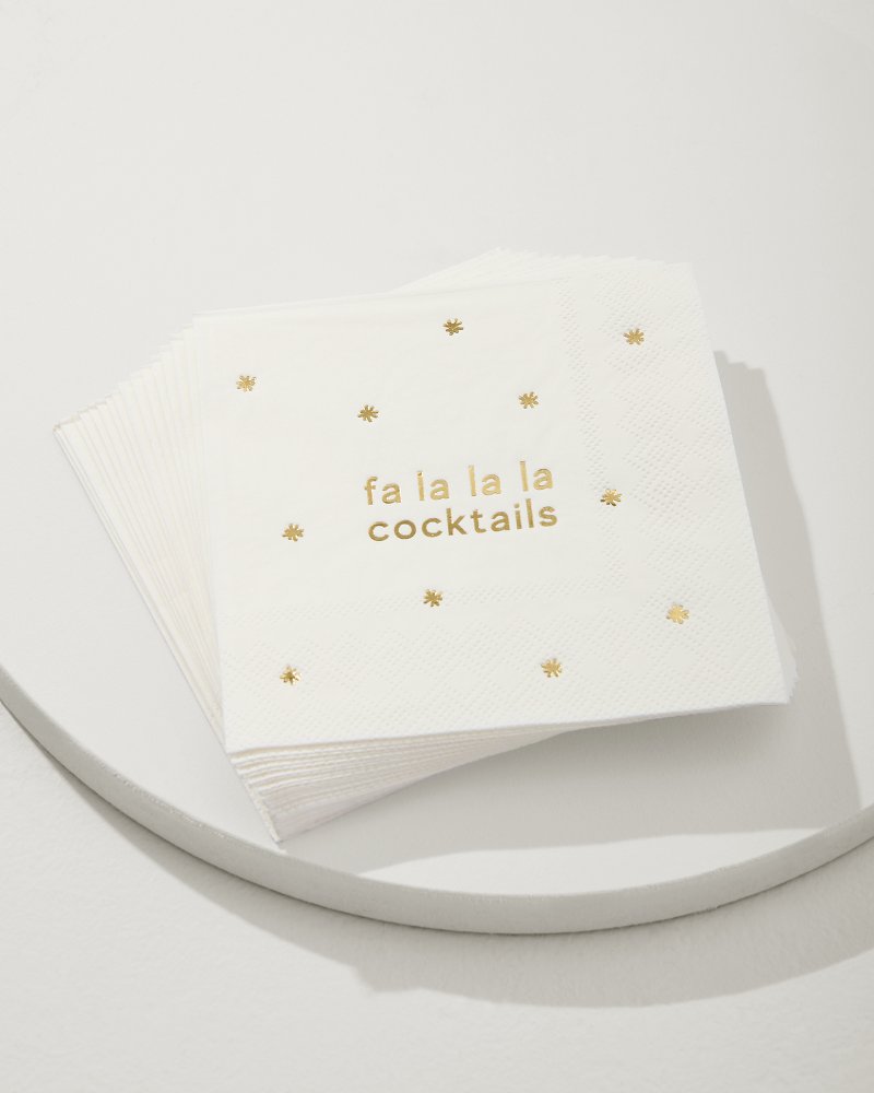 Fa-La-La Cocktail Napkins White | Tommy Bahama Recommended - Fa-La-La Cocktail Napkins