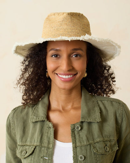 Melissa Lux Fringe Raffia Hat Natural/White/Silver | Tommy Bahama Sale - Melissa Lux Fringe Raffia Hat