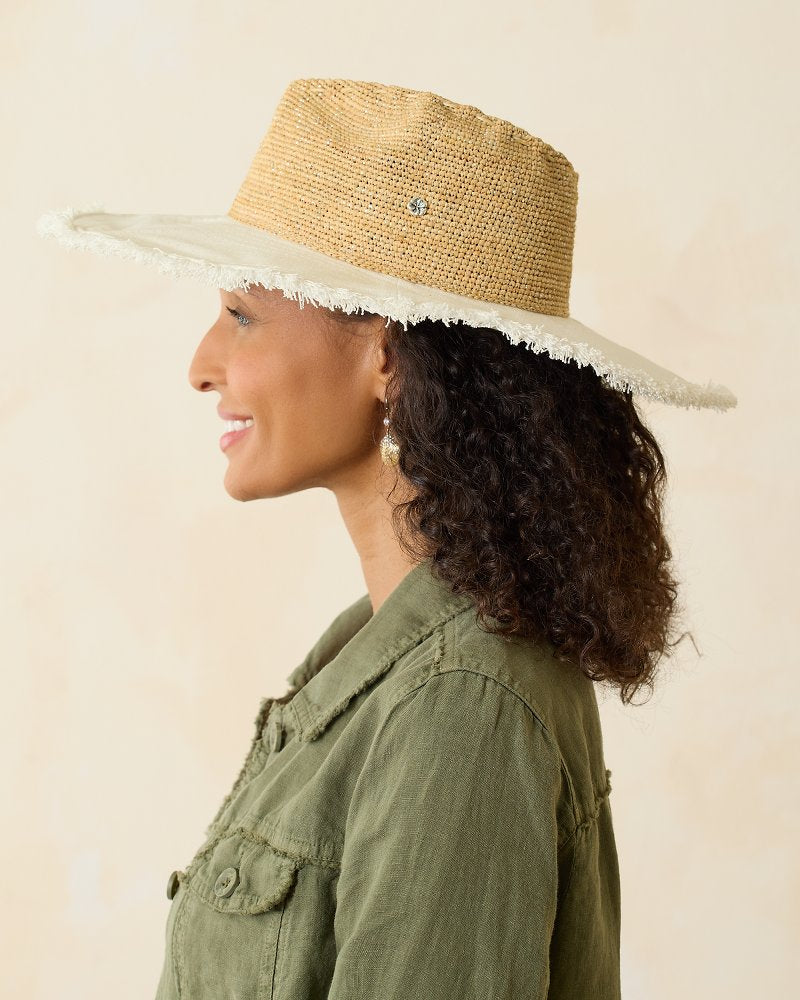 Melissa Lux Fringe Raffia Hat Natural/White/Silver | Tommy Bahama Sale - Melissa Lux Fringe Raffia Hat