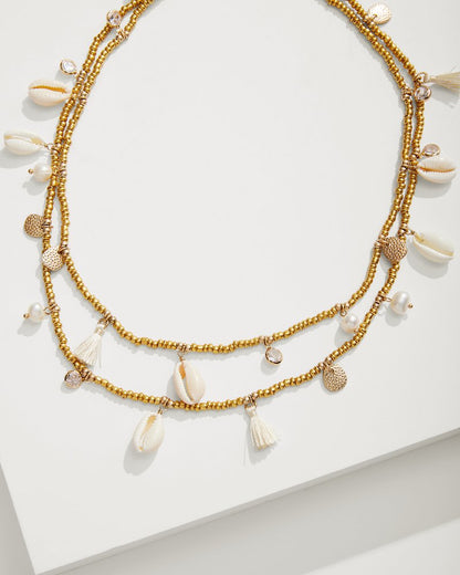 Seaside Cowrie Shell Station Necklace Gold | Tommy Bahama Discount - Seaside Cowrie Shell Station Necklace