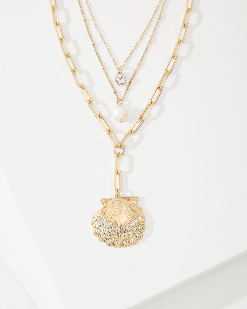 Sanibel Island Layered Shell Pendant Necklace Gold | Tommy Bahama Sale - Sanibel Island Layered Shell Pendant Necklace