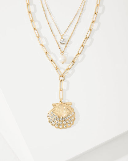 Sanibel Island Layered Shell Pendant Necklace Gold | Tommy Bahama Sale - Sanibel Island Layered Shell Pendant Necklace