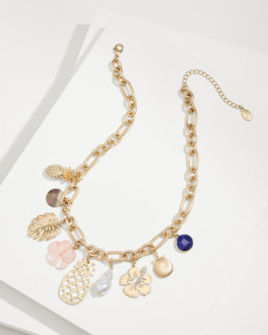 Tropical Blooms Statement Charm Necklace Gold | Tommy Bahama Popular - Tropical Blooms Statement Charm Necklace