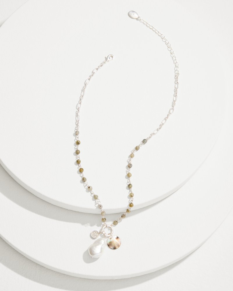 Marco Island Shell and Mother of Pearl Pendant Necklace Silver | Tommy Bahama Best Seller - Marco Island Shell and Mother of Pearl Pendant Necklace