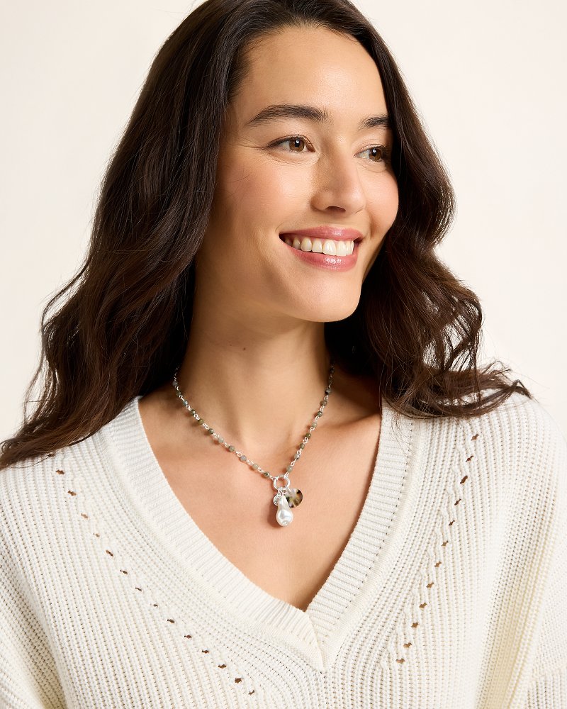 Marco Island Shell and Mother of Pearl Pendant Necklace Silver | Tommy Bahama Best Seller - Marco Island Shell and Mother of Pearl Pendant Necklace