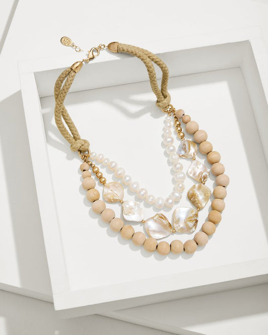 Indigo Shore Mother of Pearl Shell Statement Necklace Gold | Tommy Bahama Latest - Indigo Shore Mother of Pearl Shell Statement Necklace