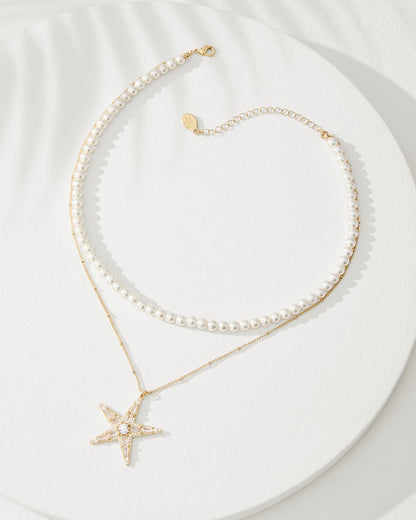 Moments in Paradise Star Layered Pearl Necklace Gold | Tommy Bahama Classic - Moments in Paradise Star Layered Pearl Necklace