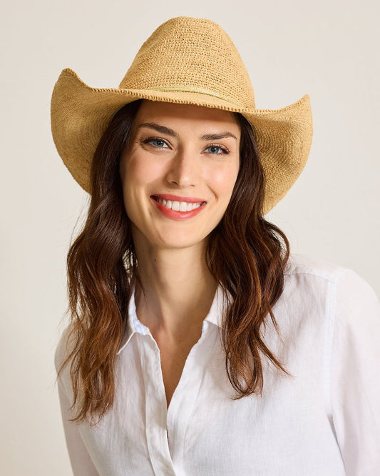Raffia Crochet Cowboy Hat Natural/Gold | Tommy Bahama Customer Favorite - Raffia Crochet Cowboy Hat