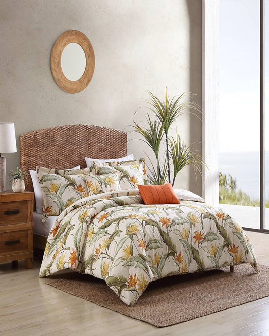 Birds of Paradise 5-Piece Full/Queen Comforter Set Ivory Cream | Tommy Bahama Hot Sale - Birds of Paradise 5-Piece Full/Queen Comforter Set