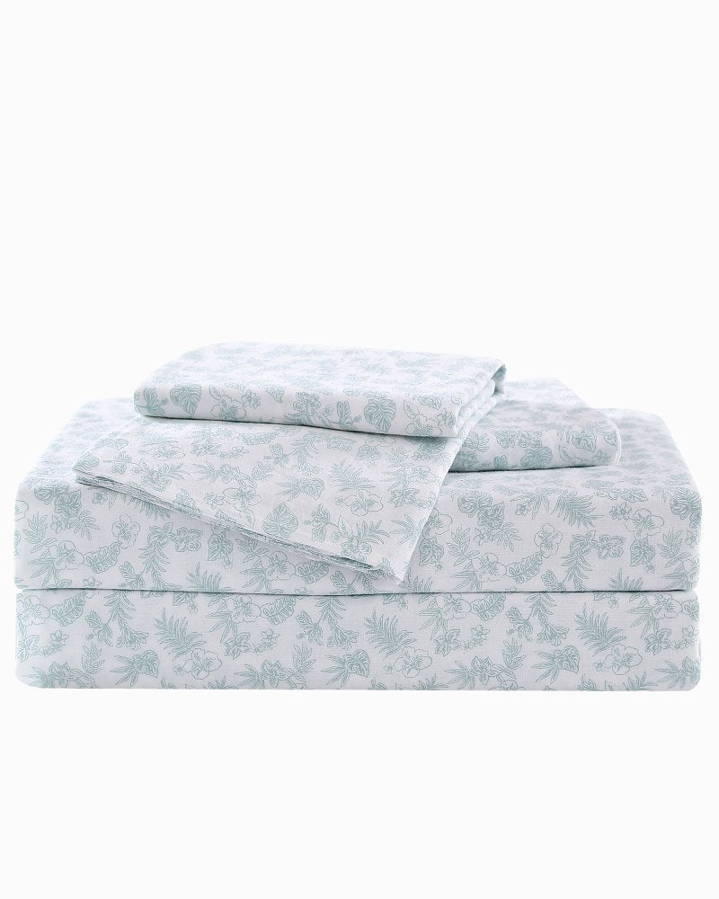 Hibiscus Bloom 4-Piece King Sheet Set Green | Tommy Bahama Great Value - Hibiscus Bloom 4-Piece King Sheet Set