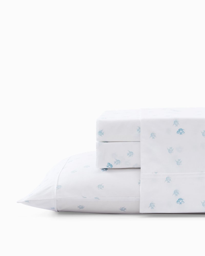 Angel Fish 4-Piece King Sheet Set Blue | Tommy Bahama Deals - Angel Fish 4-Piece King Sheet Set