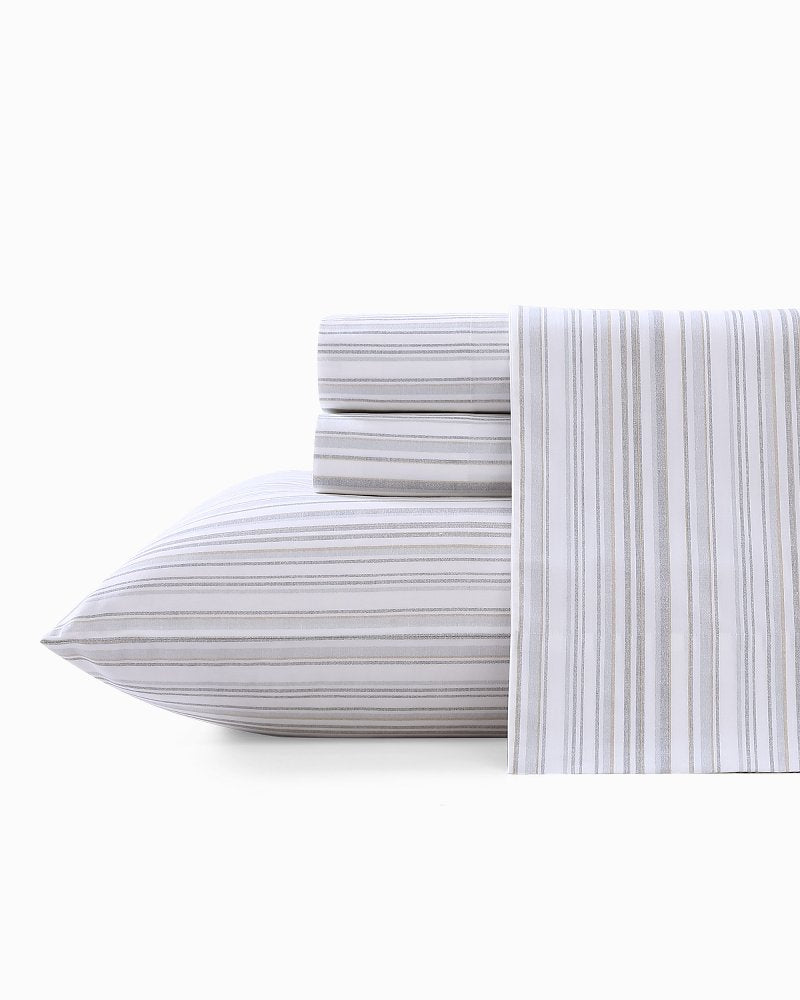 Kahanu Stripe 4-Piece King Sheet Set Grey | Tommy Bahama Latest - Kahanu Stripe 4-Piece King Sheet Set