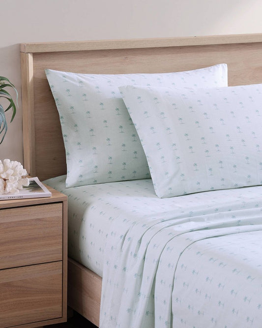 Kew Palms 4-Piece King Sheet Set Blue/Silver | Tommy Bahama Everyday - Kew Palms 4-Piece King Sheet Set
