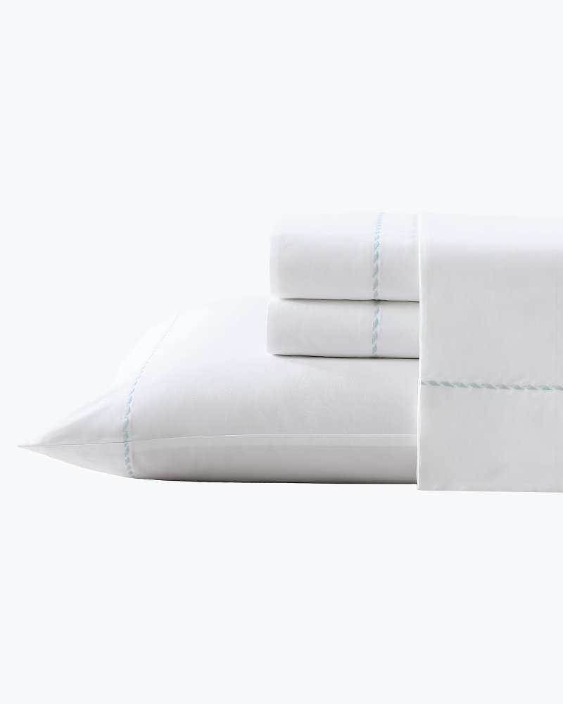 Solid 4-Piece King Sheet Set - Blue White/Blue | Tommy Bahama Hot Sale - Solid 4-Piece King Sheet Set - Blue