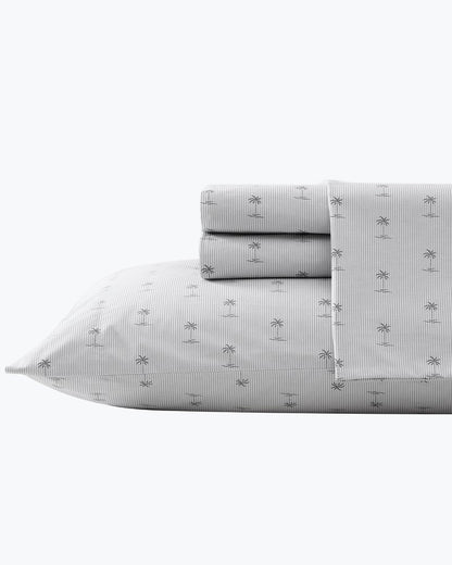 Kew Palms 4-Piece Queen Sheet Set Grey | Tommy Bahama Exclusive - Kew Palms 4-Piece Queen Sheet Set