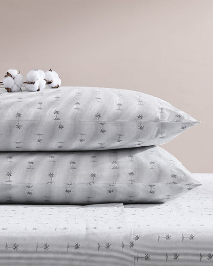 Kew Palms 4-Piece Queen Sheet Set Grey | Tommy Bahama Exclusive - Kew Palms 4-Piece Queen Sheet Set