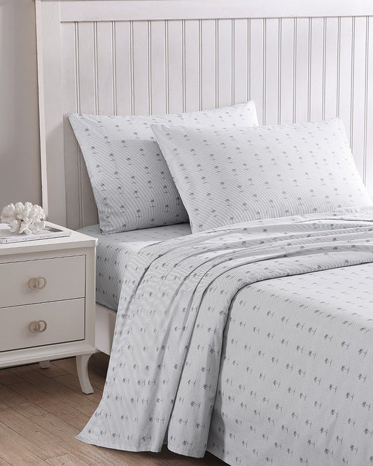 Kew Palms 4-Piece King Sheet Set Grey | Tommy Bahama Deals - Kew Palms 4-Piece King Sheet Set