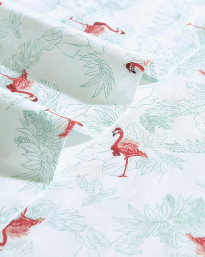Flamingo Santa 4-Piece Queen Sheet Set Red/Green | Tommy Bahama Classic - Flamingo Santa 4-Piece Queen Sheet Set