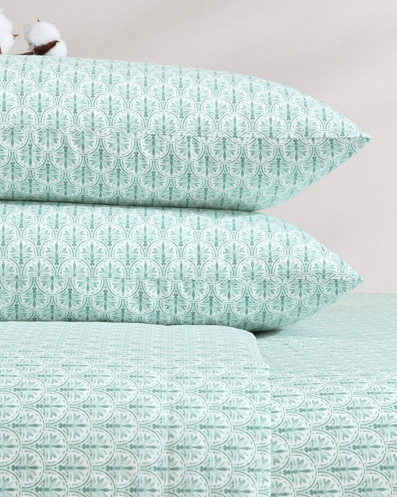 Coastal Batik Green 4-Piece Queen Sheet Set Spring Green | Tommy Bahama New - Coastal Batik Green 4-Piece Queen Sheet Set