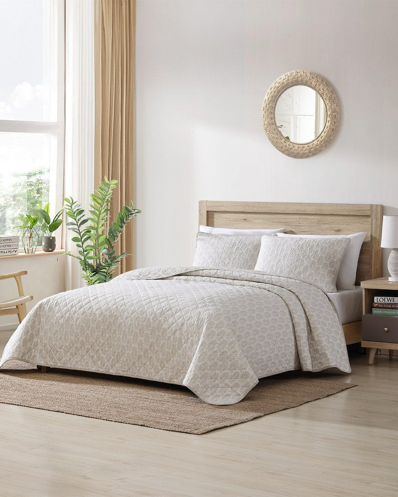 Bahama Fronds Reversible 2-Piece Twin Quilt Set Brown | Tommy Bahama Classic - Bahama Fronds Reversible 2-Piece Twin Quilt Set