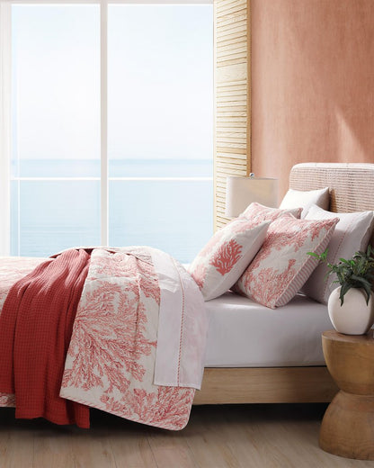 Coral Garden Reversible 2-Piece Twin Quilt Set Orange | Tommy Bahama Everyday - Coral Garden Reversible 2-Piece Twin Quilt Set
