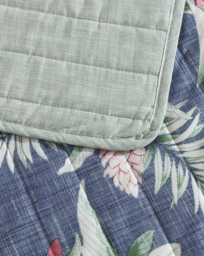 Floral Enchantment Reversible 3-Piece Full/Queen Quilt Set Deep Blue | Tommy Bahama Customer Favorite - Floral Enchantment Reversible 3-Piece Full/Queen Quilt Set