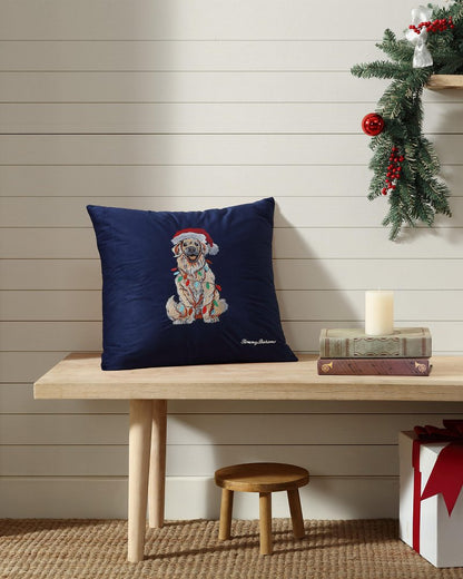 Holiday Retriever Velvet Decorative Pillow Navy | Tommy Bahama Special Offer - Holiday Retriever Velvet Decorative Pillow