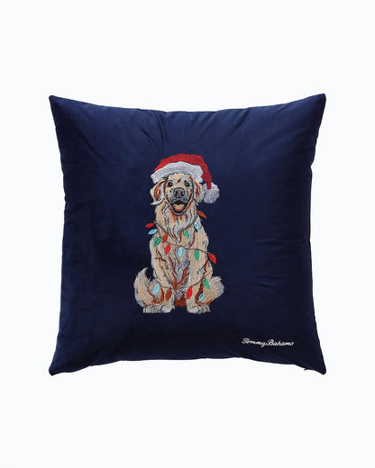 Holiday Retriever Velvet Decorative Pillow Navy | Tommy Bahama Special Offer - Holiday Retriever Velvet Decorative Pillow