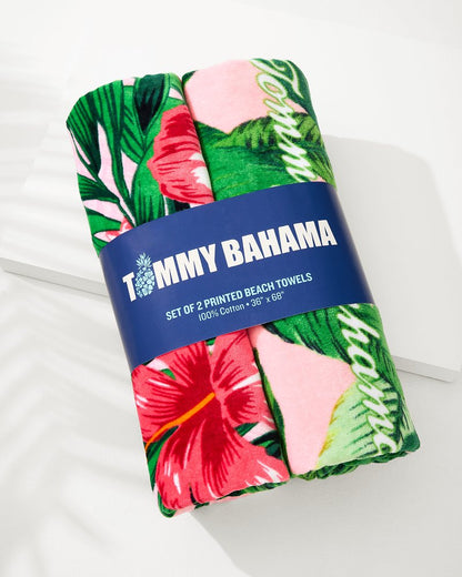 Pineapple Queen & Swaying Fronds Beach Towels — Set of 2 Multicolor | Tommy Bahama Trusted - Pineapple Queen & Swaying Fronds Beach Towels — Set of 2