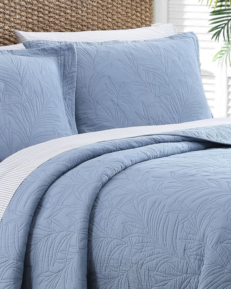 Solid Costa Sera Twin Quilt Blue | Tommy Bahama Quality - Solid Costa Sera Twin Quilt