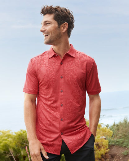 Palm Coast Cascade Vines IslandZone® Knit Shirt Dark Havana | Tommy Bahama Premium - Palm Coast Cascade Vines IslandZone® Knit Shirt